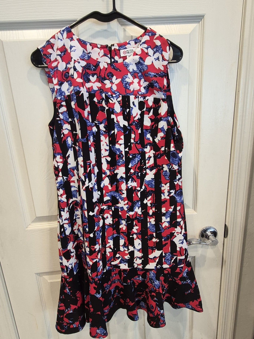 3/30 Red, White & Blue Floral Stripe Sleeveless Dress